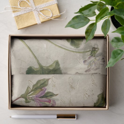  paarse bloemen Butterflies en Ephemera Tissuepapier (Geschenk)