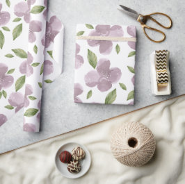Paarse bloemen cadeaupapier