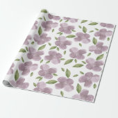 Paarse bloemen cadeaupapier (Uitgerold)