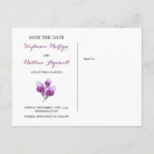 Paarse Bloemen Calla Bruiloft Save The Date Aankondigingskaart (Achterkant)