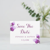Paarse Bloemen Calla Bruiloft Save The Date Aankondigingskaart (Staand voorkant)