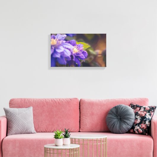 Paarse bloemen canvas afdruk (Insitu (Woonkamer))