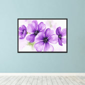 Paarse bloemen canvas afdruk (Insitu (Houten vloer))
