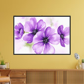 Paarse bloemen canvas afdruk (Insitu (Woonkamer))
