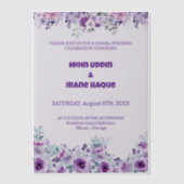 Paarse Bloemen Casual Huwelijk 007 door Nasrin Vellum Uitnodigingen (Voorkant)