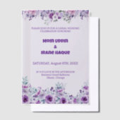 Paarse Bloemen Casual Huwelijk 007 door Nasrin Vellum Uitnodigingen (Offset)