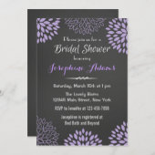 Paarse Bloemen Chalkboard Bridal Shower Invitation Kaart (Voorkant / Achterkant)