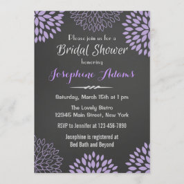 Paarse Bloemen Chalkboard Bridal Shower Invitation Kaart