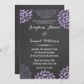 Paarse Bloemen Chalkboard bruiloft uitnodiging (Voorkant / Achterkant)