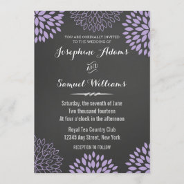 Paarse Bloemen Chalkboard bruiloft uitnodiging