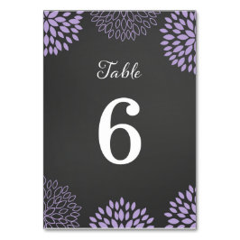 Paarse Bloemen Chalkboard Tafel Nummer Kaart