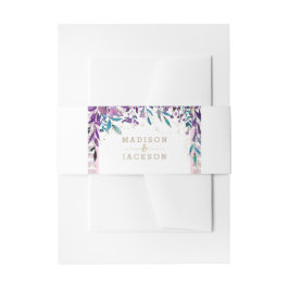 Paarse Bloemen Champagne Gold bruiloft uitnodiging Uitnodigingen Wikkel