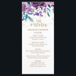 Paarse Bloemen Champagne Goud Confetti Bruiloft Me Menu<br><div class="desc">Paarse Bloemen Champagne Gold & Stripes Confetti Waterverf Bloemen Trouwmenu's. Met  veren & bloemen en leuke moderne Brush Font. Check mijn winkel om de hele bruidssuite te zien voor dit ontwerp!</div>