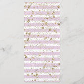 Paarse Bloemen Champagne Goud Confetti Bruiloft Me Menu (Achterkant)