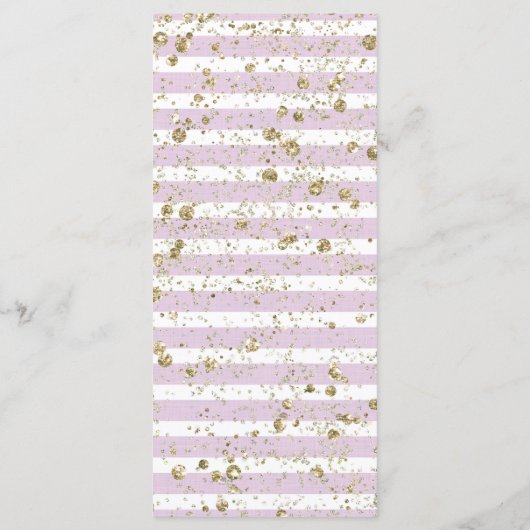 Paarse Bloemen Champagne Goud Confetti Bruiloft Me Menu (Achterkant)