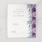 Paarse Bloemen Champagne Gouden Strepen Zitnaam Plaatskaartje (Buitenkant ongevouwen)