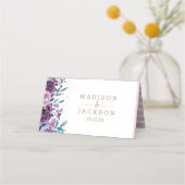 Paarse Bloemen Champagne Gouden Strepen Zitnaam Plaatskaartje (Achterkant)