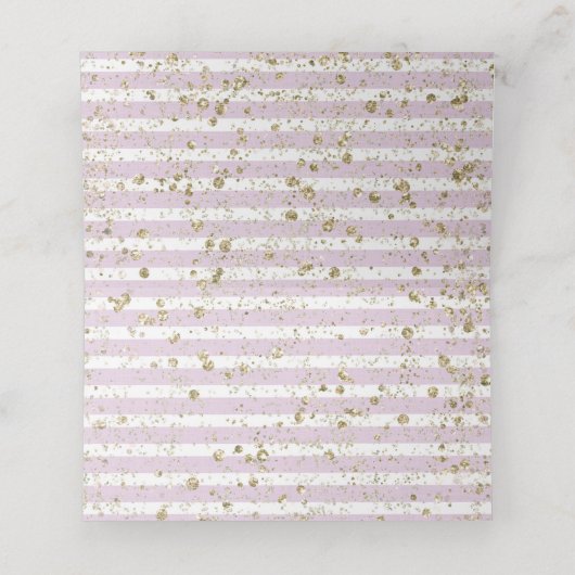Paarse Bloemen Champagne Gouden Strepen Zitnaam Plaatskaartje (Binnenkant ongevouwen)