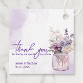 Paarse Bloemen Chic Bedankt Bericht Trouwfeest Bedankjes Labels (Achterkant)