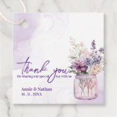 Paarse Bloemen Chic Bedankt Bericht Trouwfeest Bedankjes Labels (Voorkant)