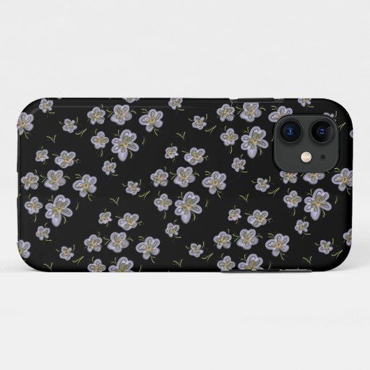 Paarse Bloemen Computer Drawn Art Case-Mate iPhone Case (Achterkant (horizontaal))