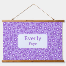 Paarse Bloemen Custom Naam Kinder Kamer Kwekerij A Hangend Wandkleed
