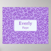 Paarse Bloemen Custom Naam Kinder Kamer Kwekerij A Poster (Voorkant)