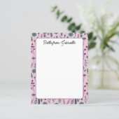 Paarse Bloemen Custom Stationery Paper (Staand voorkant)