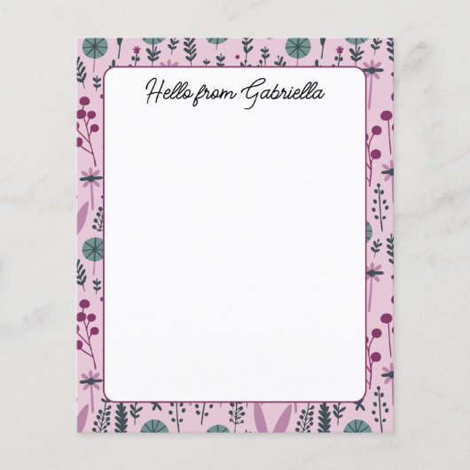 Paarse Bloemen Custom Stationery Paper (Voorkant)