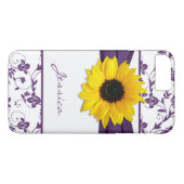 Paarse Bloemen Damask Gele Zonnebloem Case-Mate iPhone Case (Achterkant (Horizontaal))