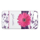 Paarse Bloemen Damask Roze Gerber Daisy iPhone 6 c Case-Mate iPhone Case (Achterkant (Horizontaal))