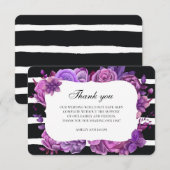 Paarse bloemen dank je. Bloem bruiloft nota Kaart (Voorkant / Achterkant)