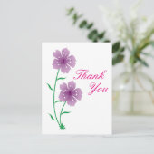 Paarse Bloemen Dank je Briefkaart (Staand voorkant)