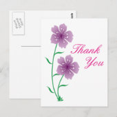 Paarse Bloemen Dank je Briefkaart (Voorkant / Achterkant)