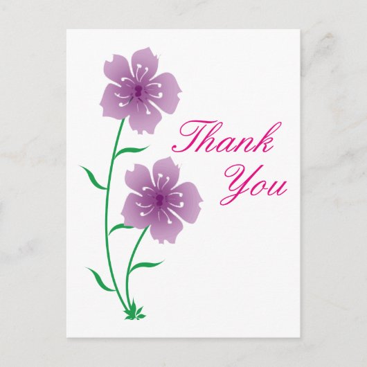 Paarse Bloemen Dank je Briefkaart (Voorkant)