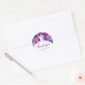 Paarse bloemen dank je. Violet Bloemen bruiloft Ronde Sticker (Envelop)