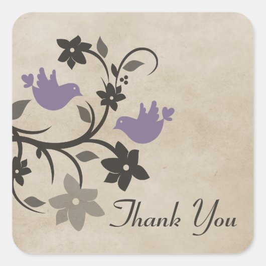 Paarse bloemen Dank jullie Stickers (Voorkant)