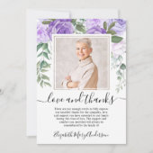 Paarse Bloemen Dank u Bereavement Foto Bedankkaart (Voorkant)