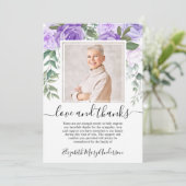 Paarse Bloemen Dank u Bereavement Foto Bedankkaart (Staand voorkant)