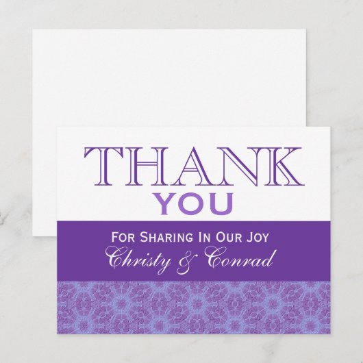 Paarse bloemen Dank u bruiloft G201 Briefkaart (Voorkant / Achterkant)