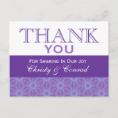 Paarse bloemen Dank u bruiloft G201 Briefkaart (Voorkant)