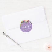Paarse Bloemen Dank u bruiloft gunst Stickers (Envelop)