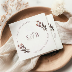 Paarse Bloemen Dank u bruiloft Servet