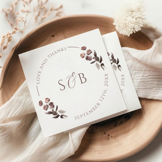 Paarse Bloemen Dank u bruiloft Servet