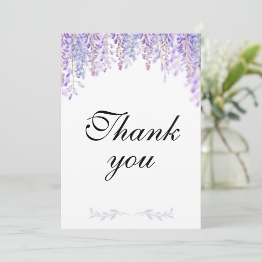 Paarse Bloemen Dank u Kaarten Bruiloft (Staand voorkant)