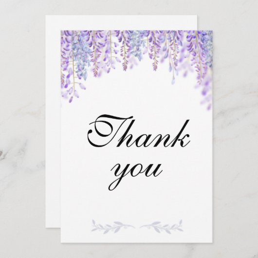Paarse Bloemen Dank u Kaarten Bruiloft (Voorkant / Achterkant)
