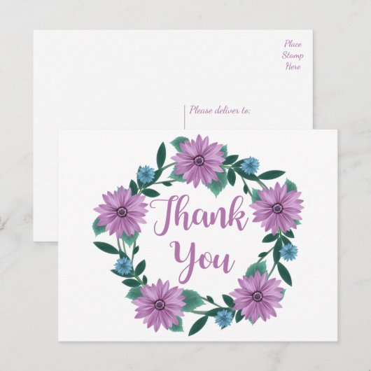 Paarse Bloemen Dankjewel Daisy Lavendelbloem Briefkaart (Voorkant / Achterkant)