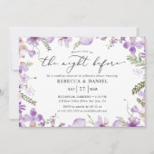 Paarse bloemen de avond voor repetitie diner kaart (Voorkant)