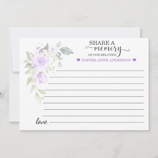 Paarse Bloemen Deel een Herinnering Aanwezigheid  Aankondiging (Voorkant)