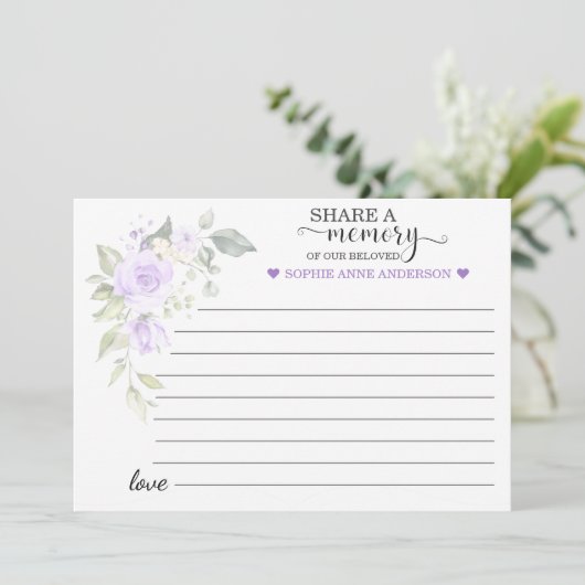 Paarse Bloemen Deel een Herinnering Aanwezigheid  Aankondiging (Staand voorkant)